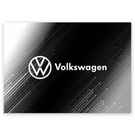 Поздравительная открытка с принтом VOLKSWAGEN / Фольксваген в Кировске, 100% бумага | плотность бумаги 280 г/м2, матовая, на обратной стороне линовка и место для марки
 | auto | logo | moto | symbol | volkswagen | авто | автомобиль | гонки | знак | лого | логотип | логотипы | марка | машина | мото | символ | символы | фольксваген