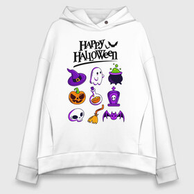 Женское худи Oversize хлопок с принтом HALLOWEEN в Кировске, френч-терри — 70% хлопок, 30% полиэстер. Мягкий теплый начес внутри —100% хлопок | боковые карманы, эластичные манжеты и нижняя кромка, капюшон на магнитной кнопке | halloween | праздник хэллоуин | страшный | тыква. | ужас | хэллоуин | хэллоуин 2020