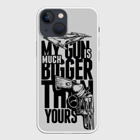 Чехол для iPhone 13 mini с принтом Моя пушка больше твоей в Кировске,  |  | доминантность | мужские игрушки. | пистолеты | пушки | револьверы
