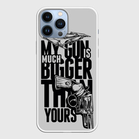 Чехол для iPhone 13 Pro Max с принтом Моя пушка больше твоей в Кировске,  |  | Тематика изображения на принте: доминантность | мужские игрушки. | пистолеты | пушки | револьверы