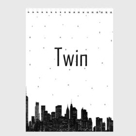 Скетчбук с принтом Twin cities в Кировске, 100% бумага
 | 48 листов, плотность листов — 100 г/м2, плотность картонной обложки — 250 г/м2. Листы скреплены сверху удобной пружинной спиралью | cities | city | город | звездное небо | звезды