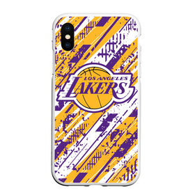 Чехол для iPhone XS Max матовый с принтом LAKERS | ЛЕЙКЕРС в Кировске, Силикон | Область печати: задняя сторона чехла, без боковых панелей | 