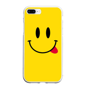 Чехол для iPhone 7Plus/8 Plus матовый с принтом Смайлик в Кировске, Силикон | Область печати: задняя сторона чехла, без боковых панелей | cheerful | emoticon | icon | joy | smile | tongue | веселый | значок | радость | смайлик | улыбка | язык