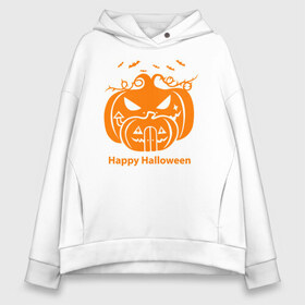 Женское худи Oversize хлопок с принтом Halloween в Кировске, френч-терри — 70% хлопок, 30% полиэстер. Мягкий теплый начес внутри —100% хлопок | боковые карманы, эластичные манжеты и нижняя кромка, капюшон на магнитной кнопке | 31 октября | halloween | halowen | ведьма | день всех святых | джек | костюм | кровь | лого | монстр | надпись | праздник | приведение | призрак | светильник | символ | страшная | тыква | ужасы | хеллоуин | хеллуин