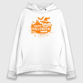 Женское худи Oversize хлопок с принтом Halloween в Кировске, френч-терри — 70% хлопок, 30% полиэстер. Мягкий теплый начес внутри —100% хлопок | боковые карманы, эластичные манжеты и нижняя кромка, капюшон на магнитной кнопке | 31 октября | halloween | halowen | ведьма | день всех святых | джек | костюм | кровь | лого | монстр | надпись | праздник | приведение | призрак | светильник | символ | страшная | тыква | ужасы | хеллоуин | хеллуин