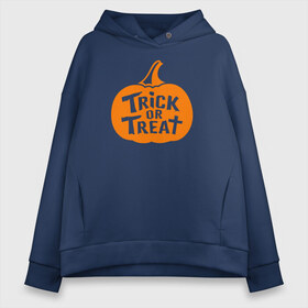 Женское худи Oversize хлопок с принтом Trick or Treat в Кировске, френч-терри — 70% хлопок, 30% полиэстер. Мягкий теплый начес внутри —100% хлопок | боковые карманы, эластичные манжеты и нижняя кромка, капюшон на магнитной кнопке | 31 октября | halloween | halowen | ведьма | день всех святых | джек | костюм | кровь | лого | монстр | надпись | праздник | приведение | призрак | светильник | символ | страшная | тыква | ужасы | хеллоуин | хеллуин