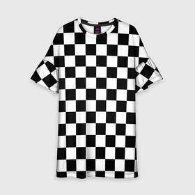 Детское платье 3D с принтом Шахматка в Кировске, 100% полиэстер | прямой силуэт, чуть расширенный к низу. Круглая горловина, на рукавах — воланы | Тематика изображения на принте: абстракция | в клетку | игра | клетка | клеточка | тренд | черно белая | черно белая клетка | шахматка | шахматная клетка | шахматы