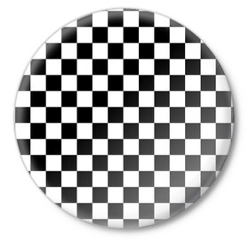 Значок с принтом Шахматка в Кировске,  металл | круглая форма, металлическая застежка в виде булавки | Тематика изображения на принте: абстракция | в клетку | игра | клетка | клеточка | тренд | черно белая | черно белая клетка | шахматка | шахматная клетка | шахматы