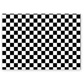 Поздравительная открытка с принтом Шахматка в Кировске, 100% бумага | плотность бумаги 280 г/м2, матовая, на обратной стороне линовка и место для марки
 | Тематика изображения на принте: абстракция | в клетку | игра | клетка | клеточка | тренд | черно белая | черно белая клетка | шахматка | шахматная клетка | шахматы