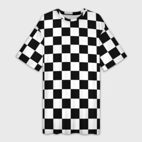Платье-футболка 3D с принтом Шахматка в Кировске,  |  | абстракция | в клетку | игра | клетка | клеточка | тренд | черно белая | черно белая клетка | шахматка | шахматная клетка | шахматы