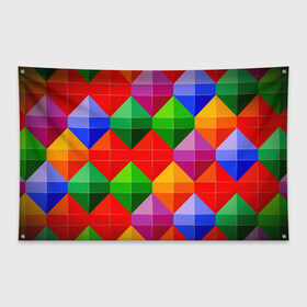 Флаг-баннер с принтом Цветные ромбы в Кировске, 100% полиэстер | размер 67 х 109 см, плотность ткани — 95 г/м2; по краям флага есть четыре люверса для крепления | ромб | ромбы | цвет | цвета | цветные ромбы