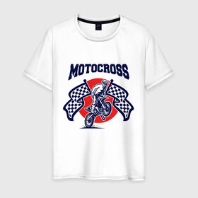 Мужская футболка хлопок с принтом MOTOCROSS в Кировске, 100% хлопок | прямой крой, круглый вырез горловины, длина до линии бедер, слегка спущенное плечо. | 