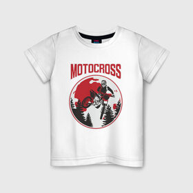 Детская футболка хлопок с принтом MOTOCROSS в Кировске, 100% хлопок | круглый вырез горловины, полуприлегающий силуэт, длина до линии бедер | cross | moto | motocross | motox | yamaha | байк | байкер | гонки | гонщик | кросс | мото | мотокросс | мотоцикл | мотоциклист | спортбайк