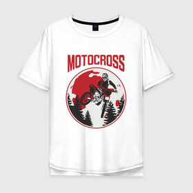 Мужская футболка хлопок Oversize с принтом MOTOCROSS в Кировске, 100% хлопок | свободный крой, круглый ворот, “спинка” длиннее передней части | cross | moto | motocross | motox | yamaha | байк | байкер | гонки | гонщик | кросс | мото | мотокросс | мотоцикл | мотоциклист | спортбайк