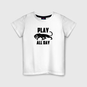 Детская футболка хлопок с принтом Пантера - Play в Кировске, 100% хлопок | круглый вырез горловины, полуприлегающий силуэт, длина до линии бедер | play | большие кошки | игра | кошки | пантера