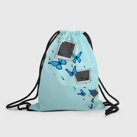 Рюкзак-мешок 3D с принтом Live Is Strange в Кировске, 100% полиэстер | плотность ткани — 200 г/м2, размер — 35 х 45 см; лямки — толстые шнурки, застежка на шнуровке, без карманов и подкладки | бабочки | градиент | осколки | полароид