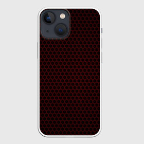 Чехол для iPhone 13 mini с принтом Red mesh в Кировске,  |  | abstraction | dark | hexagon | mesh | red | red mesh | shape | texture | абстракция | красная сетка | красный | сетка | текстура | темный | форма | шестиугольник