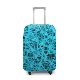 Чехол для чемодана 3D с принтом GARD$ER в Кировске, 86% полиэфир, 14% спандекс | двустороннее нанесение принта, прорези для ручек и колес | abstraction | acidic | blue | lines | mesh | shapes | surface | texture | абстракция | кислотный | линии | поверхность | сетка | текстура | формы