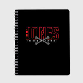 Тетрадь с принтом Jon Bones Jones в Кировске, 100% бумага | 48 листов, плотность листов — 60 г/м2, плотность картонной обложки — 250 г/м2. Листы скреплены сбоку удобной пружинной спиралью. Уголки страниц и обложки скругленные. Цвет линий — светло-серый
 | bones | jon | jones | mma | ufc | боец | джон | джонс | единоборства | кости | кость | мма | смешанные | юфс