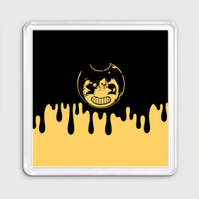 Магнит 55*55 с принтом Bendy And The Ink Machine в Кировске, Пластик | Размер: 65*65 мм; Размер печати: 55*55 мм | bendy | bendy and the ink machine | бенди | бени | бенни | бэнди | детская | детям | игра | капли | компьютерная игра | краска | машина | подтеки | ужастик | чернила | чернильная