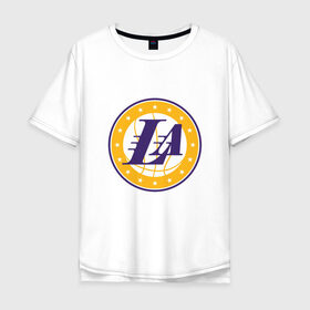 Мужская футболка хлопок Oversize с принтом LA Lakers в Кировске, 100% хлопок | свободный крой, круглый ворот, “спинка” длиннее передней части | 23 | anthony davis | basketball | bryant | game | james | kobe | lebron | los angeles | nba | sport | баскетбол | брайант | бровь | джеймс | калифорния | коби | король | леброн | лейкерс | лос анджелес | нба | спорт | тренер | чемпио