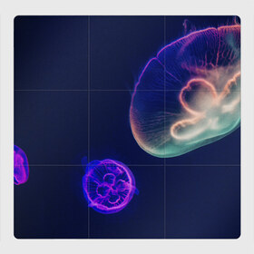 Магнитный плакат 3Х3 с принтом Фантастическая медуза в Кировске, Полимерный материал с магнитным слоем | 9 деталей размером 9*9 см | медуза | медуза в море | морская медуза | плавающая медуза | светящаяся медуза