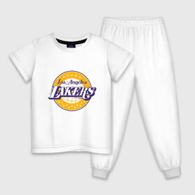 Детская пижама хлопок с принтом Los Angeles Lakers в Кировске, 100% хлопок |  брюки и футболка прямого кроя, без карманов, на брюках мягкая резинка на поясе и по низу штанин
 | Тематика изображения на принте: 23 | anthony davis | basketball | bryant | game | james | kobe | lebron | los angeles | nba | sport | баскетбол | брайант | бровь | джеймс | калифорния | коби | король | леброн | лейкерс | лос анджелес | нба | спорт | тренер | чемпио
