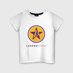 Детская футболка хлопок с принтом Lakers Stars в Кировске, 100% хлопок | круглый вырез горловины, полуприлегающий силуэт, длина до линии бедер | 23 | anthony davis | basketball | bryant | game | james | kobe | lebron | los angeles | nba | sport | баскетбол | брайант | бровь | джеймс | калифорния | коби | король | леброн | лейкерс | лос анджелес | нба | спорт | тренер | чемпио