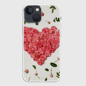 Чехол для iPhone 13 mini с принтом Сердце из роз в Кировске,  |  | бутон роз | лепестки роз | роза | розы | сердце | сердце из роз | цветы