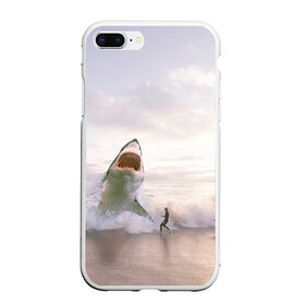 Чехол для iPhone 7Plus/8 Plus матовый с принтом Мегалодон в Кировске, Силикон | Область печати: задняя сторона чехла, без боковых панелей | Тематика изображения на принте: акула | акулы | волны | животное | животные | мегалодон | море | пейзаж | пейзажи | пляж | хищник | хищники
