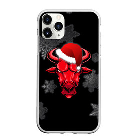 Чехол для iPhone 11 Pro Max матовый с принтом Бык в Кировске, Силикон |  | 2021 | bull | new year | red bull | бык | бычара | гирлянда | дед мороз | елка | мем | модная | новогодняя | новый год | прикол | ред булл | рога | санта | символ года | снег | снежинка