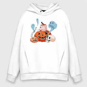 Мужское худи Oversize хлопок с принтом Mishka phantoms and pumpkins в Кировске, френч-терри — 70% хлопок, 30% полиэстер. Мягкий теплый начес внутри —100% хлопок | боковые карманы, эластичные манжеты и нижняя кромка, капюшон на магнитной кнопке | Тематика изображения на принте: bear | halloween | hallowen | halowen | helloween | mishka | phantom | phantoms | pumpkin | pumpkins | день всех святых | медведь | медвежонок | мишка | приведение | тыква | тыквы | фантомы | халовен | халовин | хеллуин