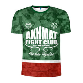 Мужская футболка 3D спортивная с принтом FIGHT CLUB AKHMAT в Кировске, 100% полиэстер с улучшенными характеристиками | приталенный силуэт, круглая горловина, широкие плечи, сужается к линии бедра | aca | acb | akhmat | club | fight | mma | wfca | ахмат | грозный | чечня
