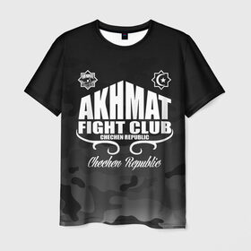 Мужская футболка 3D с принтом FIGHT CLUB AKHMAT в Кировске, 100% полиэфир | прямой крой, круглый вырез горловины, длина до линии бедер | aca | acb | akhmat | club | fight | mma | wfca | ахмат | грозный | чечня