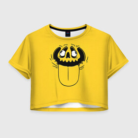 Женская футболка Crop-top 3D с принтом Yellow | Skull в Кировске, 100% полиэстер | круглая горловина, длина футболки до линии талии, рукава с отворотами | 
