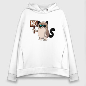 Женское худи Oversize хлопок с принтом GRUMPY CAT в Кировске, френч-терри — 70% хлопок, 30% полиэстер. Мягкий теплый начес внутри —100% хлопок | боковые карманы, эластичные манжеты и нижняя кромка, капюшон на магнитной кнопке | cat | grampy | grumpy cat | грустная мордочка | грустное лицо | грустный | грустный кот | грусть | кот | прикольный кот | серьёзный кот