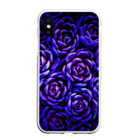 Чехол для iPhone XS Max матовый с принтом Lovely Roses в Кировске, Силикон | Область печати: задняя сторона чехла, без боковых панелей | Тематика изображения на принте: flowers | large | lovely roses | plants | purple | roses | succulent | texture | крупный | прекрасные розы | растения | розы | суккулент | текстура | фиолетовый | цветы