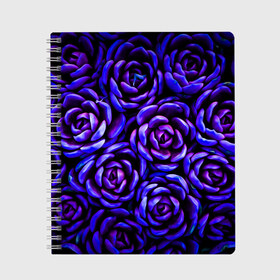 Тетрадь с принтом Lovely Roses в Кировске, 100% бумага | 48 листов, плотность листов — 60 г/м2, плотность картонной обложки — 250 г/м2. Листы скреплены сбоку удобной пружинной спиралью. Уголки страниц и обложки скругленные. Цвет линий — светло-серый
 | Тематика изображения на принте: flowers | large | lovely roses | plants | purple | roses | succulent | texture | крупный | прекрасные розы | растения | розы | суккулент | текстура | фиолетовый | цветы
