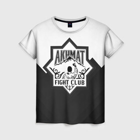 Женская футболка 3D с принтом Akhmat Fight Club в Кировске, 100% полиэфир ( синтетическое хлопкоподобное полотно) | прямой крой, круглый вырез горловины, длина до линии бедер | akhmat | fight club | wfca | ахмат | бойцовский клуб | смешанные единоборства