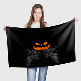 Флаг 3D с принтом Улыбающийся Джек в Кировске, 100% полиэстер | плотность ткани — 95 г/м2, размер — 67 х 109 см. Принт наносится с одной стороны | halloween | злая улыбка | праздник | страшный праздник | хэллоуин