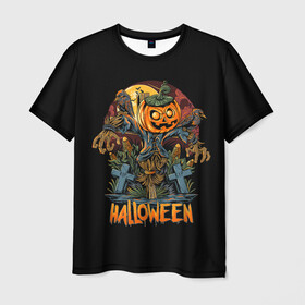 Мужская футболка 3D с принтом Хэллоуин в Кировске, 100% полиэфир | прямой крой, круглый вырез горловины, длина до линии бедер | diy | ghost | halloween | horror | makeup | scary | skull clown | trick or treat | вампир | ведьма | кошка | луна | магия | ночь | тыква | хэллоуин