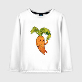 Детский лонгслив хлопок с принтом Милая морковка в Кировске, 100% хлопок | круглый вырез горловины, полуприлегающий силуэт, длина до линии бедер | Тематика изображения на принте: 