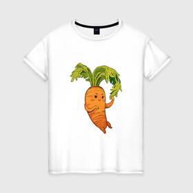 Женская футболка хлопок с принтом Милая морковка в Кировске, 100% хлопок | прямой крой, круглый вырез горловины, длина до линии бедер, слегка спущенное плечо | 