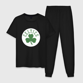 Мужская пижама хлопок с принтом Boston Celtics в Кировске, 100% хлопок | брюки и футболка прямого кроя, без карманов, на брюках мягкая резинка на поясе и по низу штанин
 | Тематика изображения на принте: 