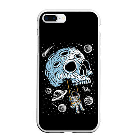 Чехол для iPhone 7Plus/8 Plus матовый с принтом Skull Space в Кировске, Силикон | Область печати: задняя сторона чехла, без боковых панелей | art | asteroid | astronaut | meteorite | planets | satellite | skull | space | stars | арт | астероид | звезды | космонавт | космос | метеорит | планеты | спутник | череп