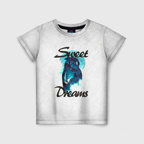 Детская футболка 3D с принтом Сова в Кировске, 100% гипоаллергенный полиэфир | прямой крой, круглый вырез горловины, длина до линии бедер, чуть спущенное плечо, ткань немного тянется | sweet dreams | звезды | луна | ночная жизнь | ночь | сновидения | сны | сова | сон | спокойной ночи