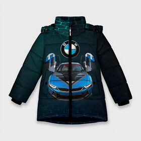 Зимняя куртка для девочек 3D с принтом BMW i8 Turbo тюнинговая в Кировске, ткань верха — 100% полиэстер; подклад — 100% полиэстер, утеплитель — 100% полиэстер. | длина ниже бедра, удлиненная спинка, воротник стойка и отстегивающийся капюшон. Есть боковые карманы с листочкой на кнопках, утяжки по низу изделия и внутренний карман на молнии. 

Предусмотрены светоотражающий принт на спинке, радужный светоотражающий элемент на пуллере молнии и на резинке для утяжки. | bmw | bmw performance | bmw тюнинговая | i8 | i8 turbo | m | motorsport | performance | бмв | моторспорт | тюнинг