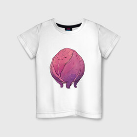 Детская футболка хлопок с принтом Фиолетовая капуста в Кировске, 100% хлопок | круглый вырез горловины, полуприлегающий силуэт, длина до линии бедер | арт | капуста | краснокочанная капуста | мило | милота | овощ | рисунок | свежий овощ | свежий продукт | фиолетовая капуста