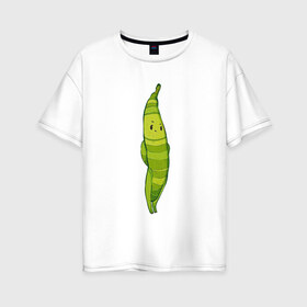 Женская футболка хлопок Oversize с принтом Фасоль в Кировске, 100% хлопок | свободный крой, круглый ворот, спущенный рукав, длина до линии бедер
 | арт | мило | милота | овощ | овощи | рисунок | свежие овощи | свежий овощ | свежий продукт | фасолинка | фасоль