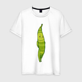 Мужская футболка хлопок с принтом Фасоль в Кировске, 100% хлопок | прямой крой, круглый вырез горловины, длина до линии бедер, слегка спущенное плечо. | арт | мило | милота | овощ | овощи | рисунок | свежие овощи | свежий овощ | свежий продукт | фасолинка | фасоль